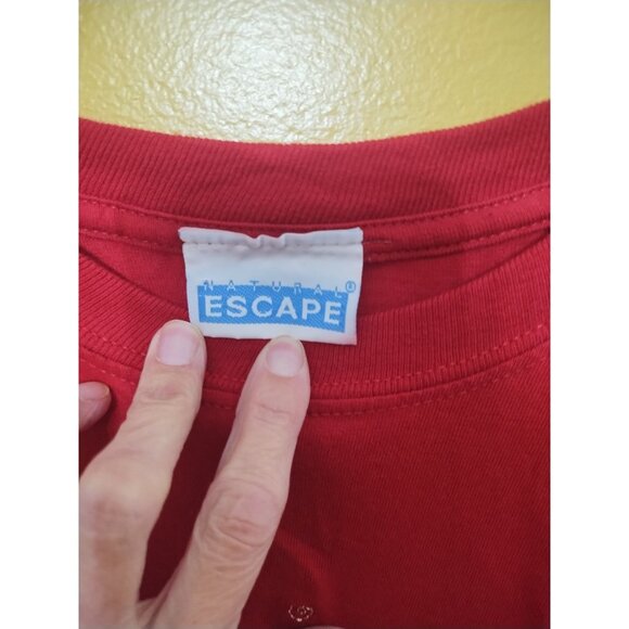 VTG 90s Natural Escape Short Slv Embroidered Butterfly Cotton Shirt M Patriotic - Picture 3 of 4